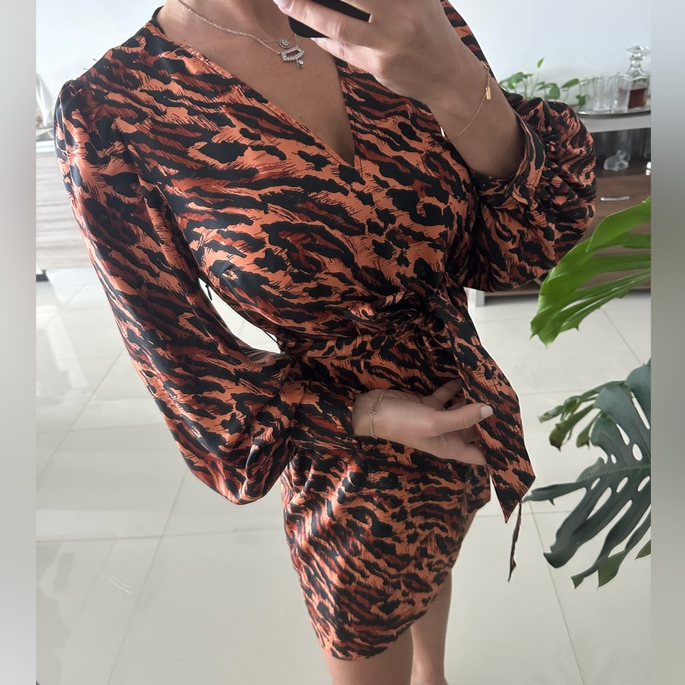 Sandro Lunas Tiger-Print Silk Dress